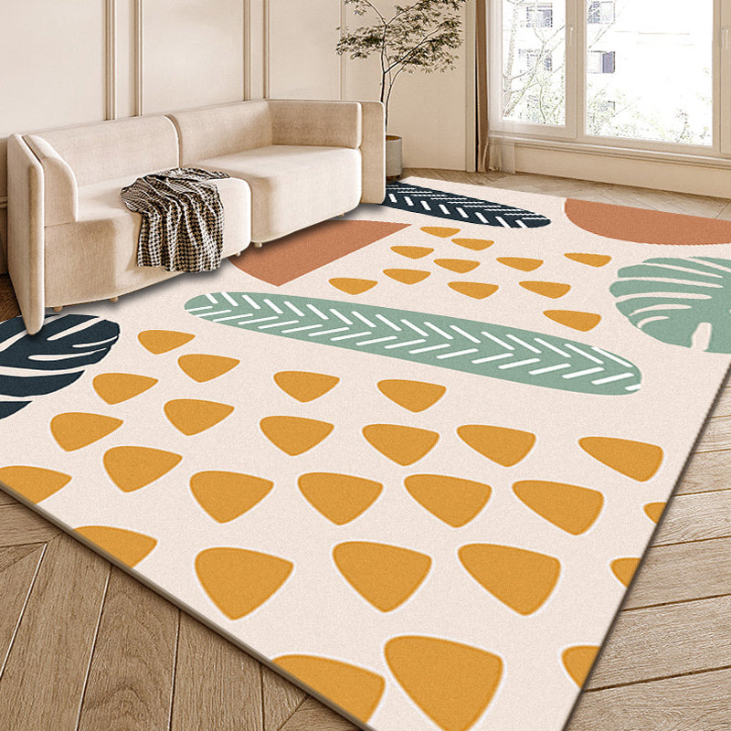 BowLift | Multi-Color Modernist Rug Polyester Abstract and Striped Pattern Rug Washable Non-Slip Back Indoor Rug for the Living Room