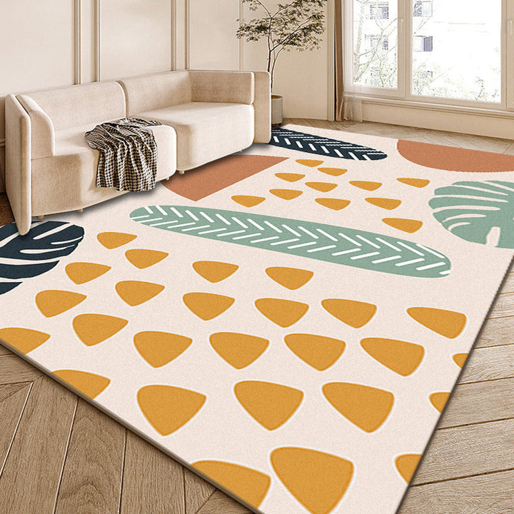 BowLift | Multi-Color Modernist Rug Polyester Abstract and Striped Pattern Rug Washable Non-Slip Back Indoor Rug for the Living Room