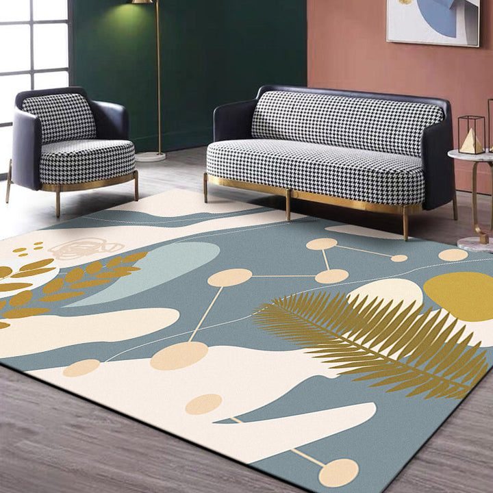 BowLift | Multi-Color Modernist Rug Polyester Abstract and Striped Pattern Rug Washable Non-Slip Back Indoor Rug for the Living Room