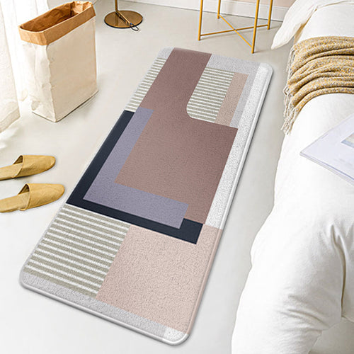 BowLift | Multicolor Colorblock Rug Polyester Contemporary Rug Non-Slip Back Washable Pet-Friendly Rug for the Bedroom