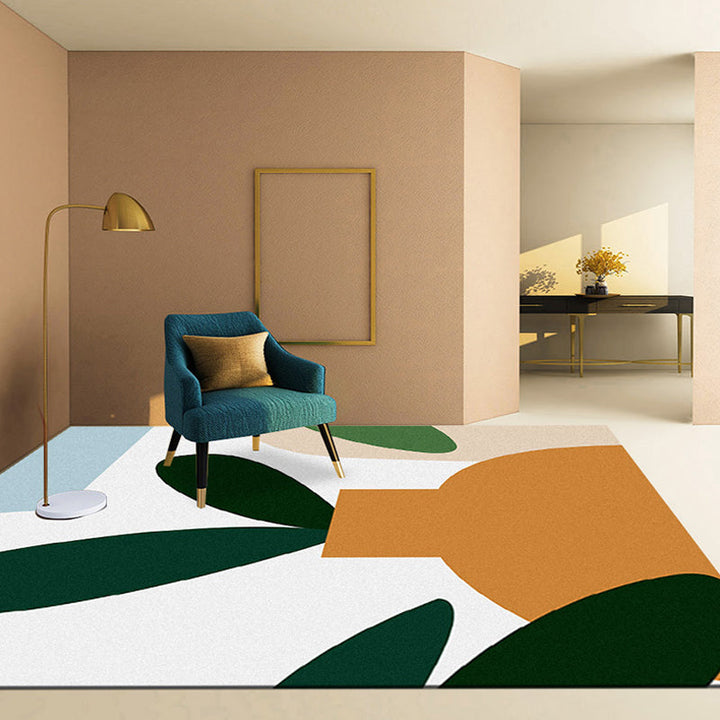 BowLift | Modernist Color Block Carpet Multi-Color Polyester Area Rug Washable Non-Slip Back Indoor Rug for Drawing Room