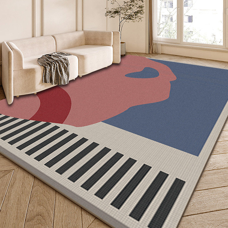 BowLift | Modernist Color Block Carpet Multi-Color Polyester Area Rug Washable Non-Slip Back Indoor Rug for Drawing Room
