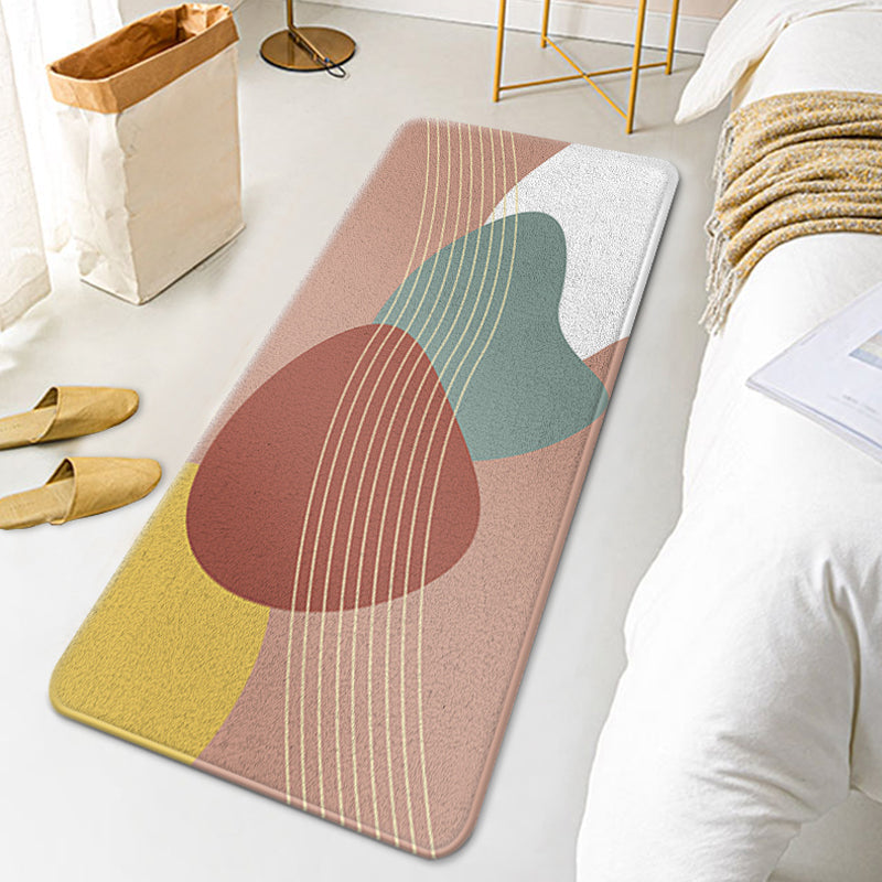 BowLift | Casual Multi Colored Modernism Carpet Polyester Swirl Stripe Pattern Carpet Washable Pet Friendly Non-Slip Carpet for Bedroom