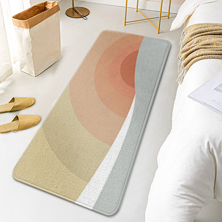 BowLift | Casual Multi Colored Modernism Carpet Polyester Swirl Stripe Pattern Carpet Washable Pet Friendly Non-Slip Carpet for Bedroom