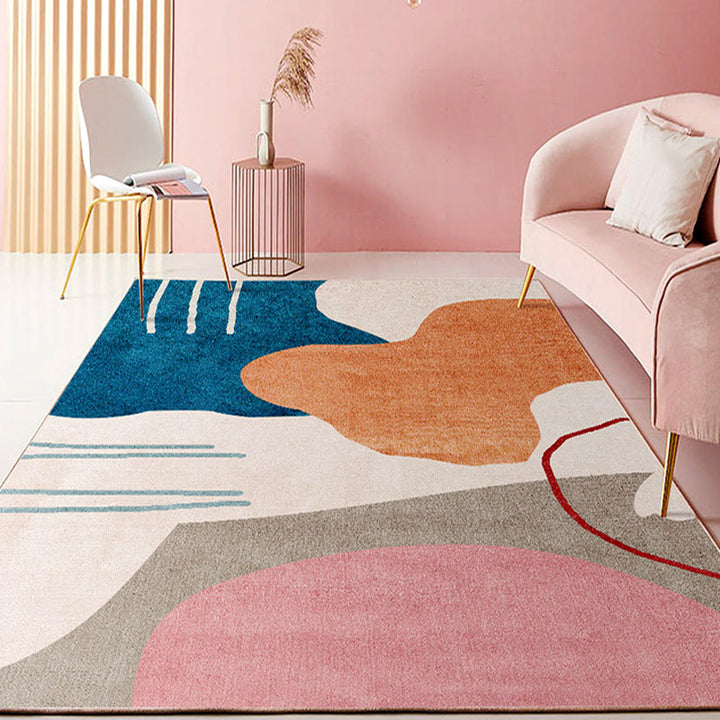 BowLift | Color Block Design Novelty Style Colorful Area Rug Pet Friendly Polyester Rugs for Living Room