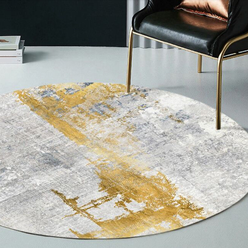 BowLift | Multicolor Industrial Style Round Rug Polyester Rug for the Living Room with Cement Pattern Pet-Friendly Rugs