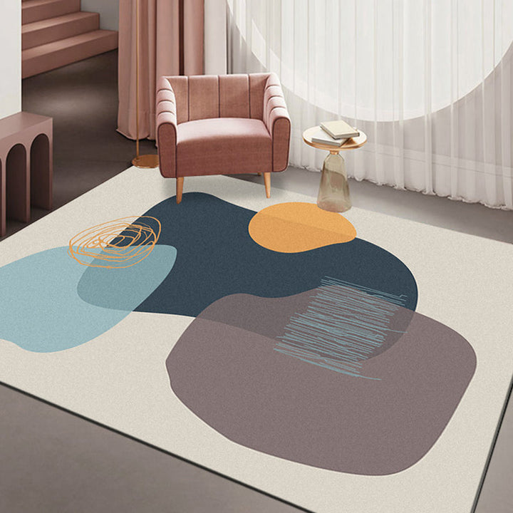 BowLift | Minimalism Parlor Rug Multi-Color Color Block Indoor Rug Polyester Non-Slip Back Machine Washable Rug