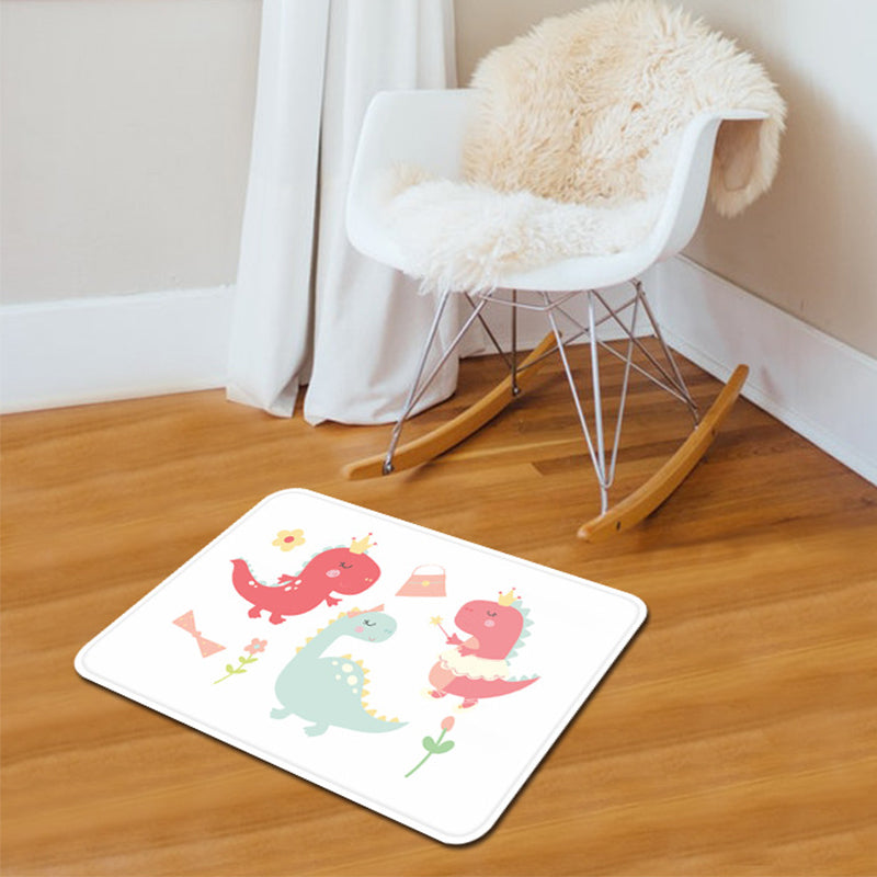 BowLift | Beautiful children's rug in pink and white with animal dinosaur butterfly bee pattern rug polyester washable rug for the nursery
