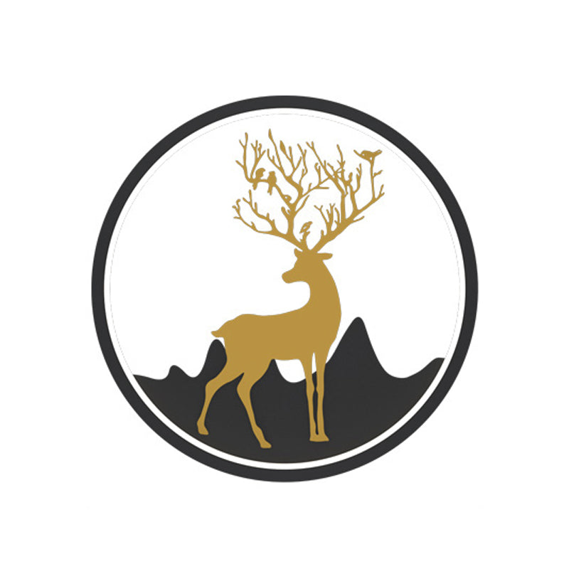 BowLift | Deer Wall Lamp Nordic Metallic Black/White-Gold LED Circle Wall Light in Warm/White Light for Bedroom