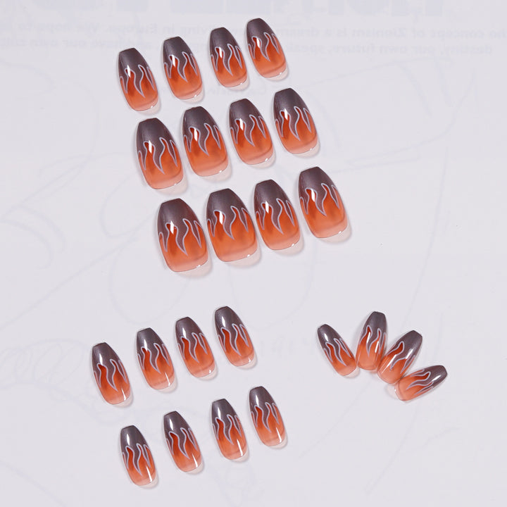 Artificial Nail Art with Fire Design Bowlift