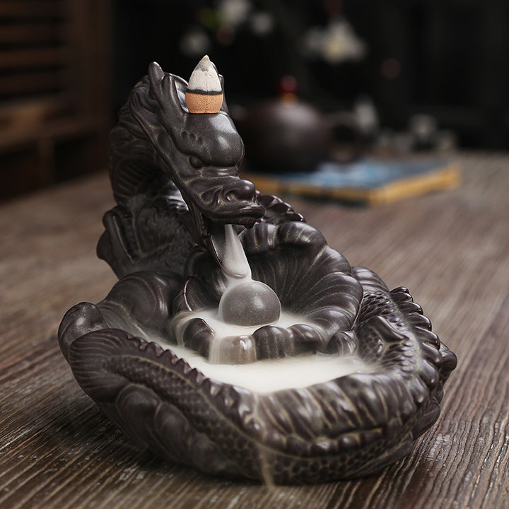 Ornate Dragon Theme Waterfall Incense Burner