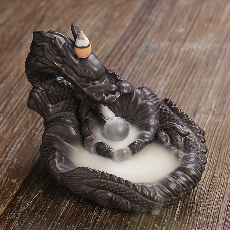 Ornate Dragon Theme Waterfall Incense Burner