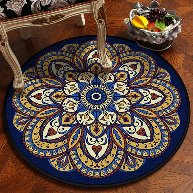 BowLift | Vintage Dark Blue Americana Rug Polyester Southwestern Rug Washable Rug for Bedroom