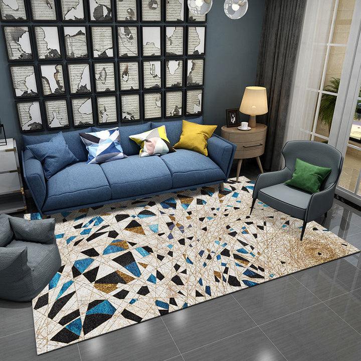 BowLift | Contemporary Novelty Rug in Ivory Geometry Irregular Shape Print Area Rug Polyester Washable Rug for Bedroom