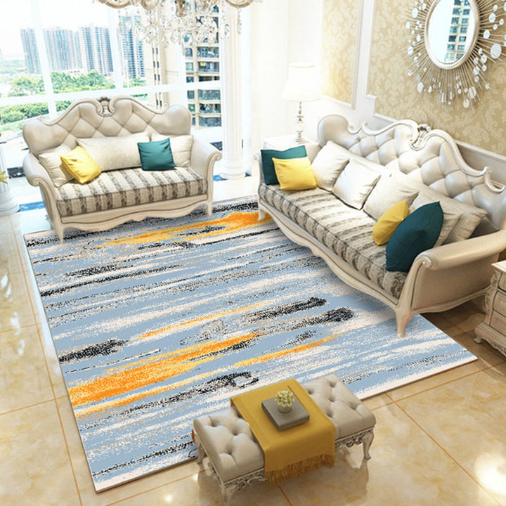 Creative abstract patterned rug grey and blue modern rug polyester washable non-slip backing rug for the living room | Bowlift