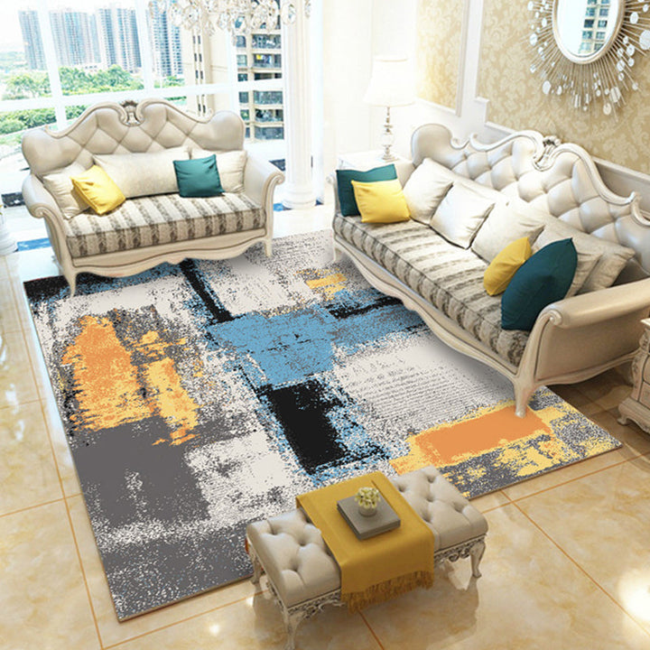 Multicolored contemporary rug polyester abstract print rug machine washable rug for the living room | Bowlift