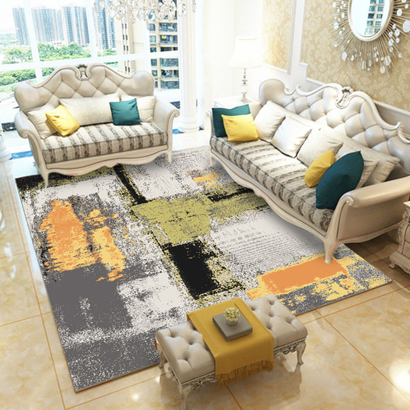 Multicolored contemporary rug polyester abstract print rug machine washable rug for the living room | Bowlift