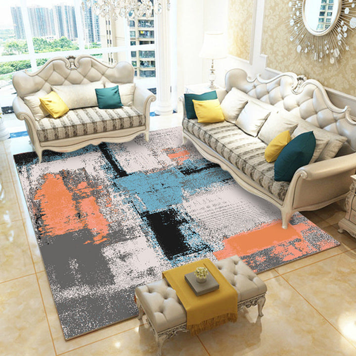 Multicolored contemporary rug polyester abstract print rug machine washable rug for the living room | Bowlift