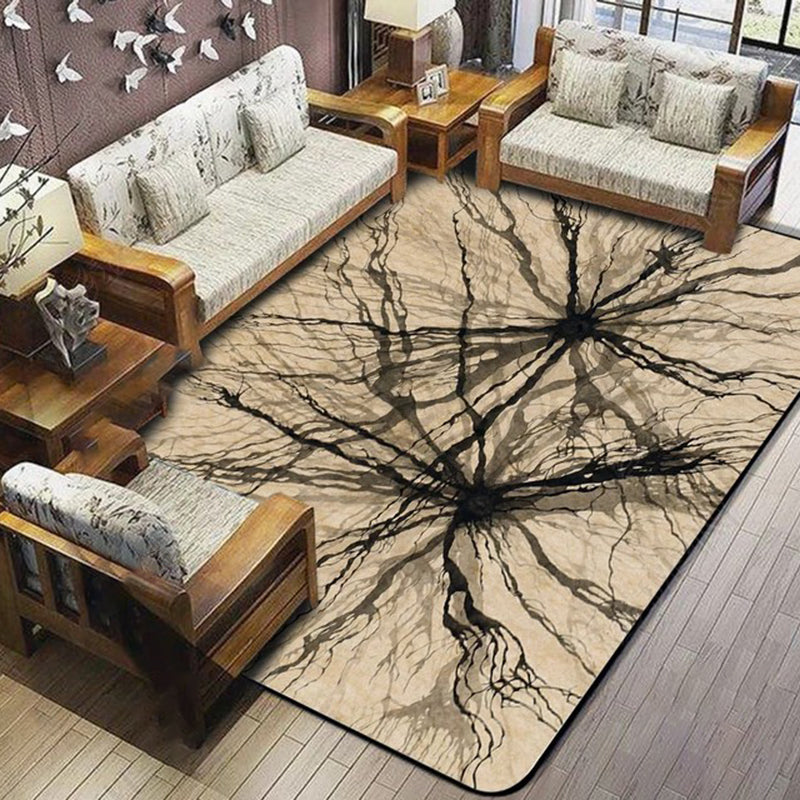 Light brown new arrivals carpet polyester abstract print carpet washable non-slip back carpet for the living room | Bowlift