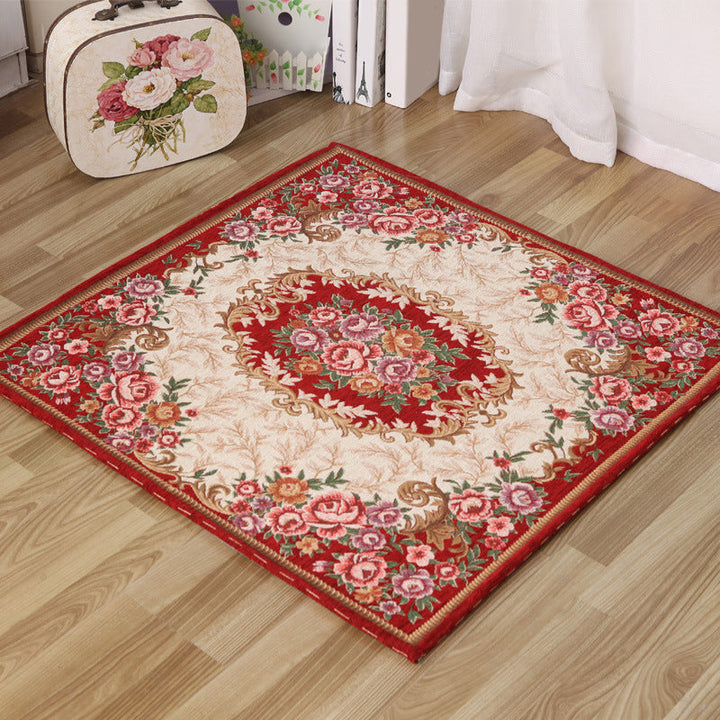 Moroccan living room carpet in ivory floral motif patterned carpet acrylic non-slip machine washable carpet | Bowlift