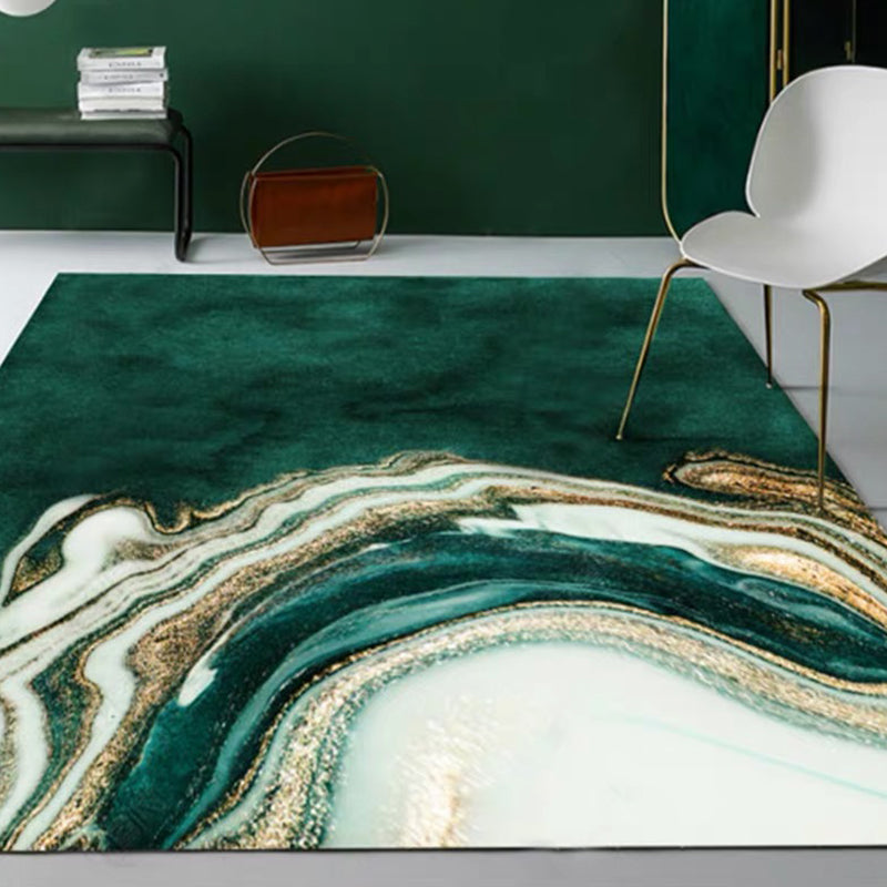 Vintage abstract pattern rug dark green novelty rug polyester washable non-slip backing rug for living room | Bowlift