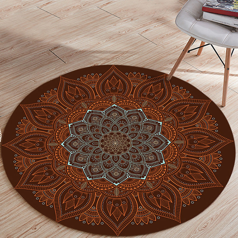 BowLift | Stylish Floral Pattern Carpet Brown Persian Carpet Flannel Non-Slip Backing Washable Carpet for Living Room
