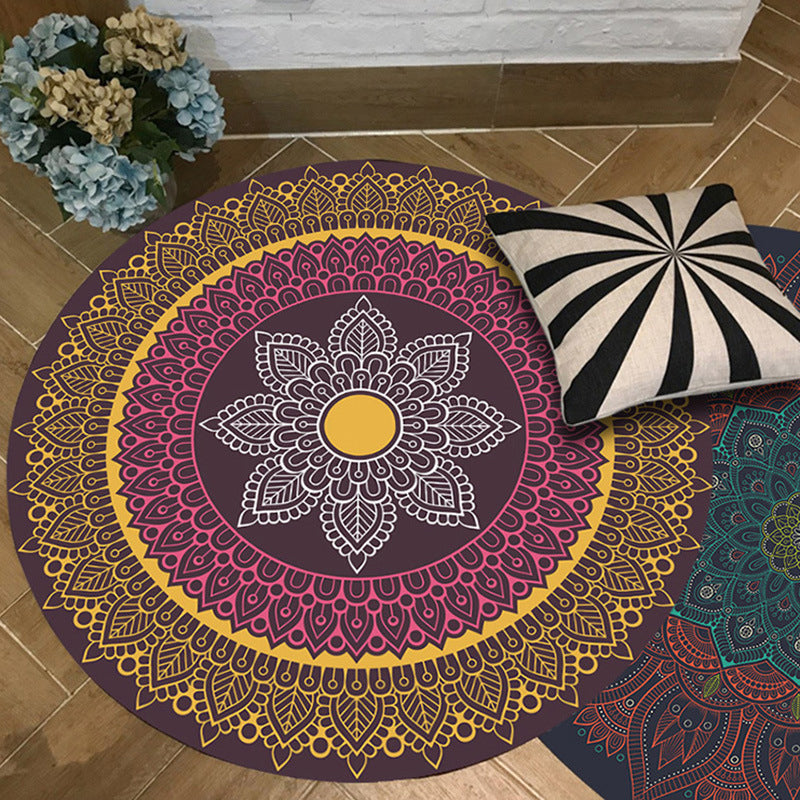 BowLift | Brown and Yellow Persian Carpet Flannel Floral Pattern Carpet Washable Non-Slip Underlay Carpet for Living Room