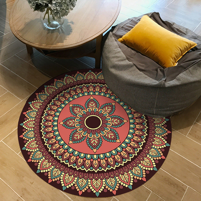BowLift | Brown and Yellow Persian Carpet Flannel Floral Pattern Carpet Washable Non-Slip Underlay Carpet for Living Room