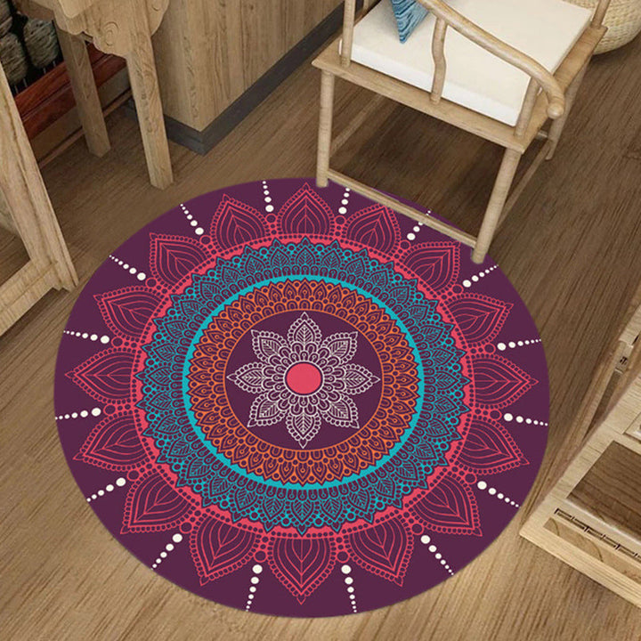 BowLift | Moroccan Floral Pattern Rug Pink and Blue Flannel Rug Machine Washable Non-Slip Rug for Bedroom
