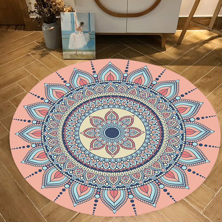 BowLift | Moroccan Floral Pattern Rug Pink and Blue Flannel Rug Machine Washable Non-Slip Rug for Bedroom