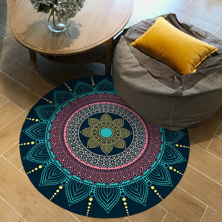 BowLift | Moroccan Floral Pattern Rug Pink and Blue Flannel Rug Machine Washable Non-Slip Rug for Bedroom