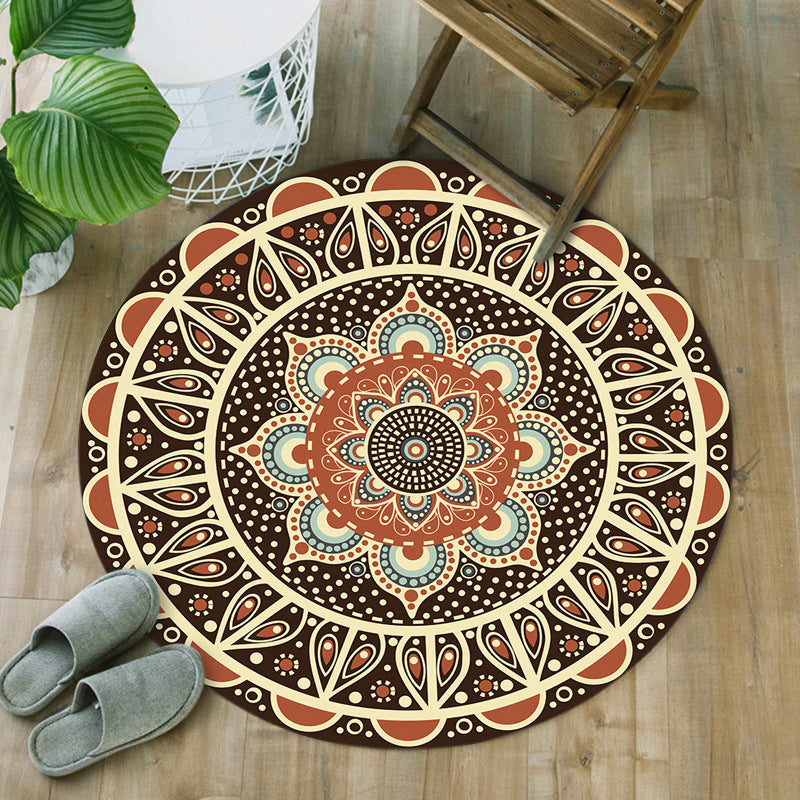 Unique floral pattern carpet green and red Mediterranean carpet flannel non-slip backing washable carpet for living room | Bowlift