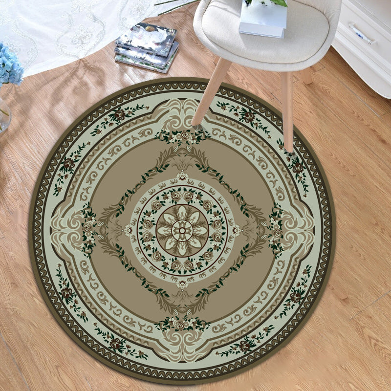 Moroccan living room rug in green floral leaf pattern print rug polyester non-slip backing rug | Bowlift