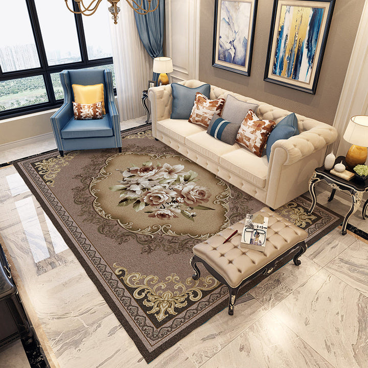 BowLift | Persian Moroccan carpet in blue and red medallion floral pattern carpet made of polyester washable carpet for home decor