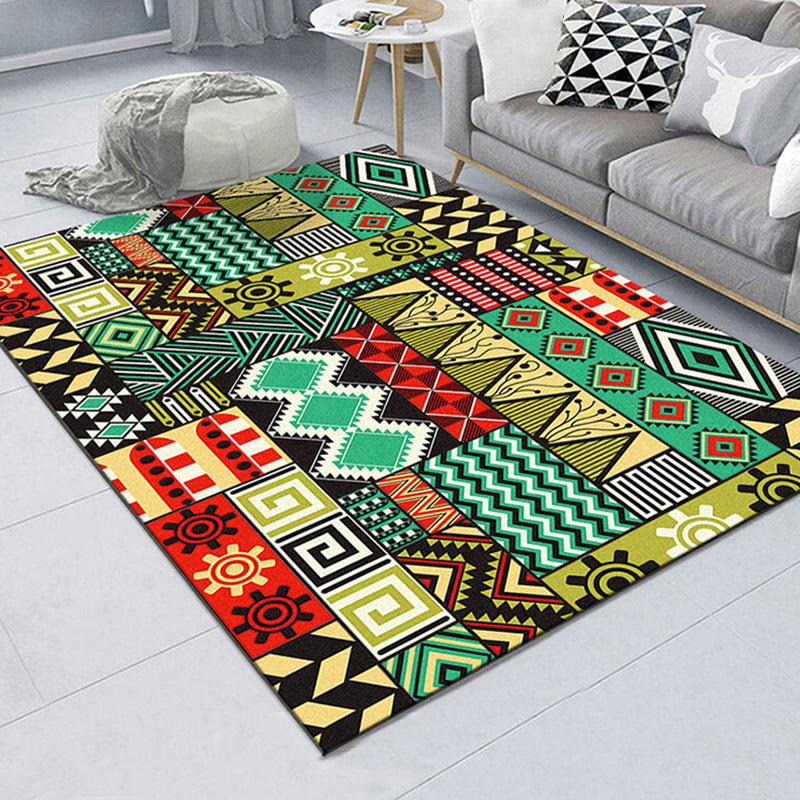 BowLift | American controlled pattern carpet with striped multicolor polyester machine washable non-slip area rug for bedroom
