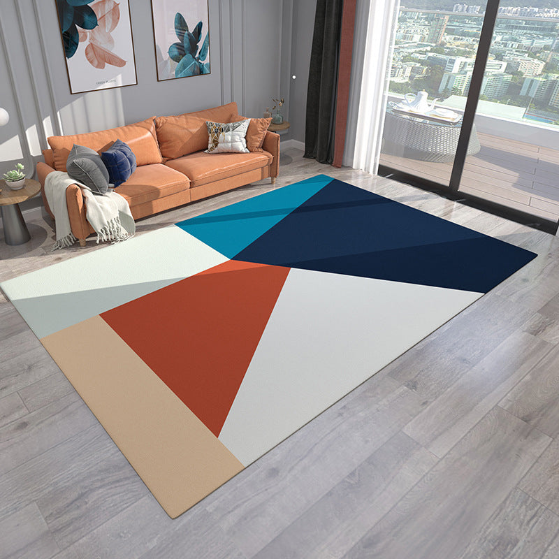 Simple Color Block Rug Red and Green Flannel Rug Washable Pet Friendly Non-Slip Rug for the Living Room | Bowlift
