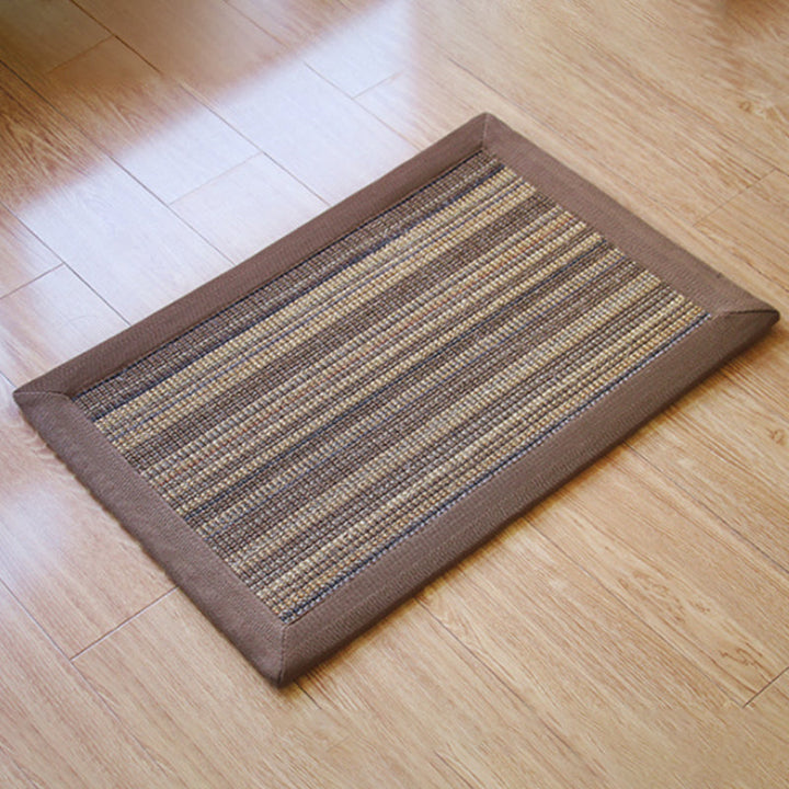 BowLift | Country Striped Pattern Rug Brown and Coffee Jute Rug Non-Slip Pet-Friendly Washable Area Rug for Study Room