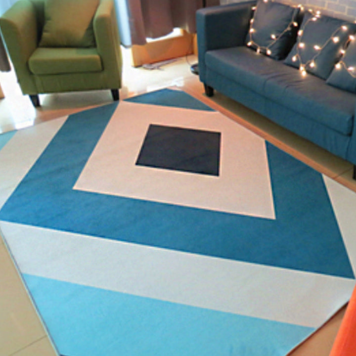 Modernism Geometric Pattern Rug Multicolored Polyester Rug Non-Slip Backing Pet-Friendly Washable Rug for Home | Bowlift