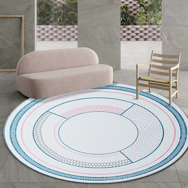 Modernist Decorative Rug Multicolored Circle Pattern Rug Polypropylene Washable Non-Slip Pet-Friendly Area Rug | Bowlift