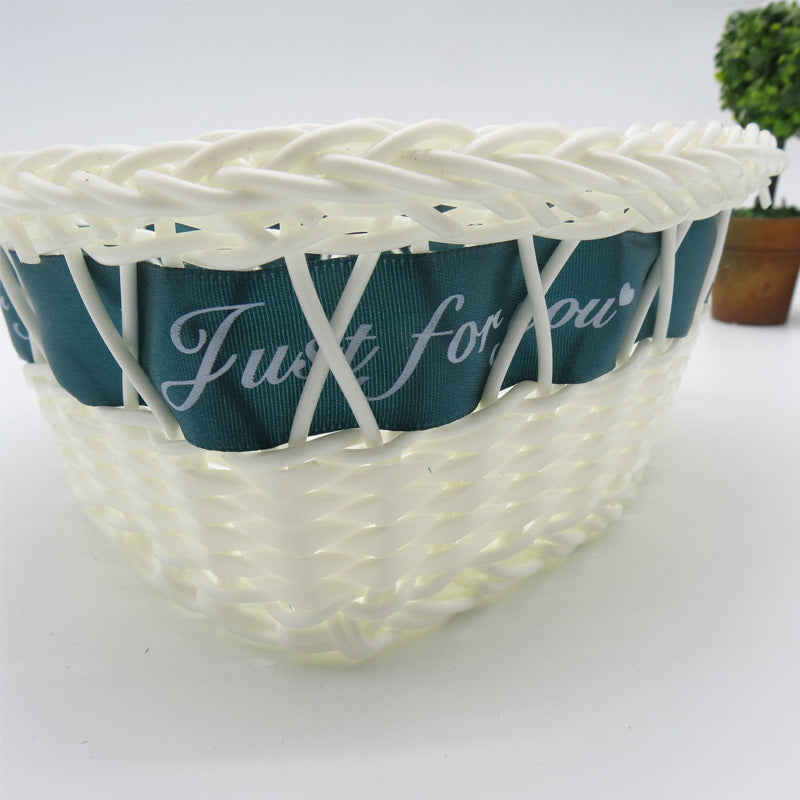 Decorative Ribbon-Trimmed Woven Basket Bowlift