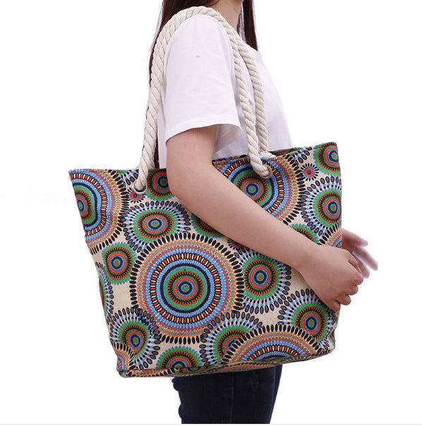 Xxl Tote bag with colorful mandala pattern Bowlift