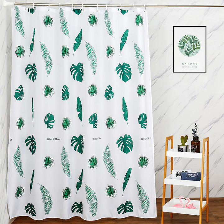 Tropical Leaf Print Shower Curtain Bowlift