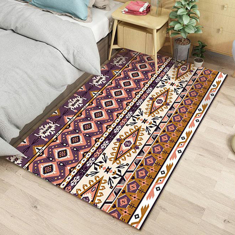 BowLift | Dark Pink Diamond Geometric Tribal Area Rug Purple Pink Stylish Polyester Power Loom Indoor Area Rug with Indian Deco