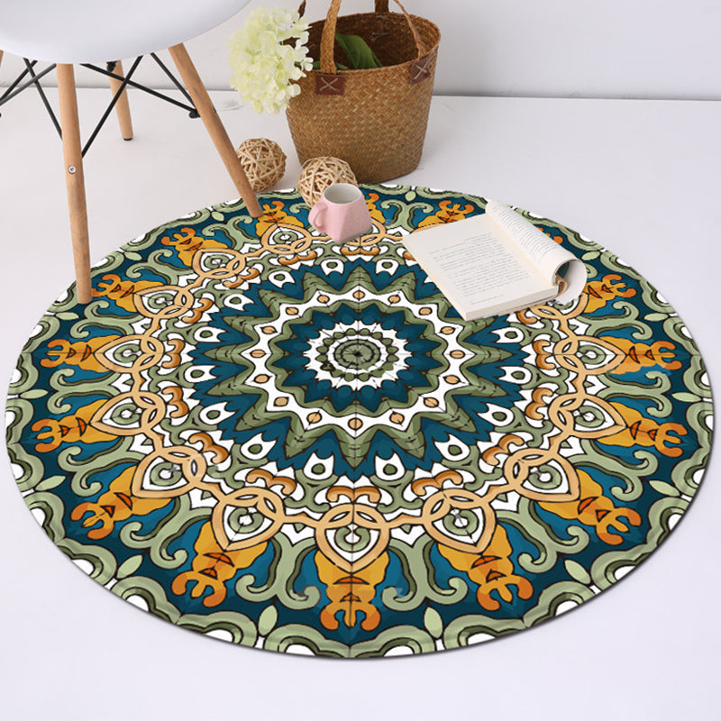 BowLift | Classic Southwest Carpet Blue and Green Americana Carpet Polyester Non-Slip Back Carpet for Living Room