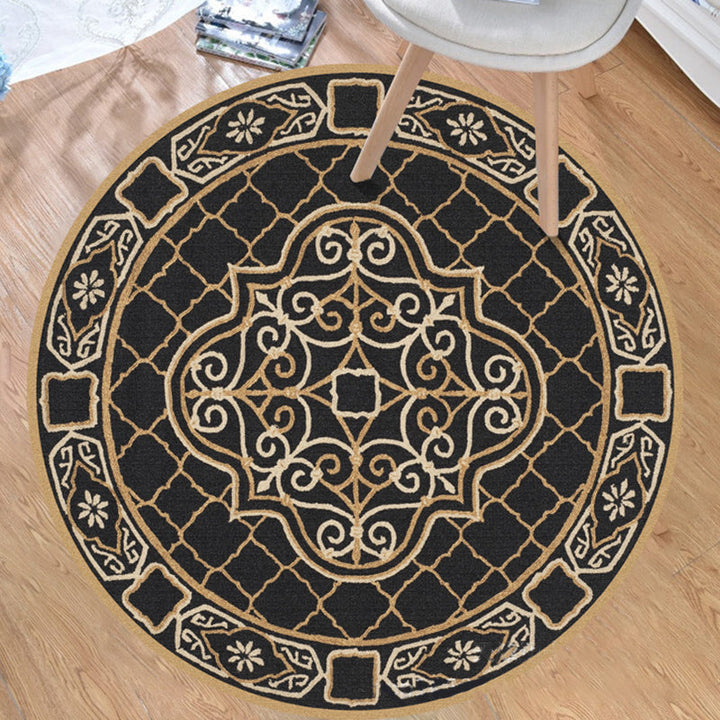 BowLift | Tribal Southwestern Rug Black and Yellow Polyester Rug Non-Slip Back Washable Rug for the Bedroom