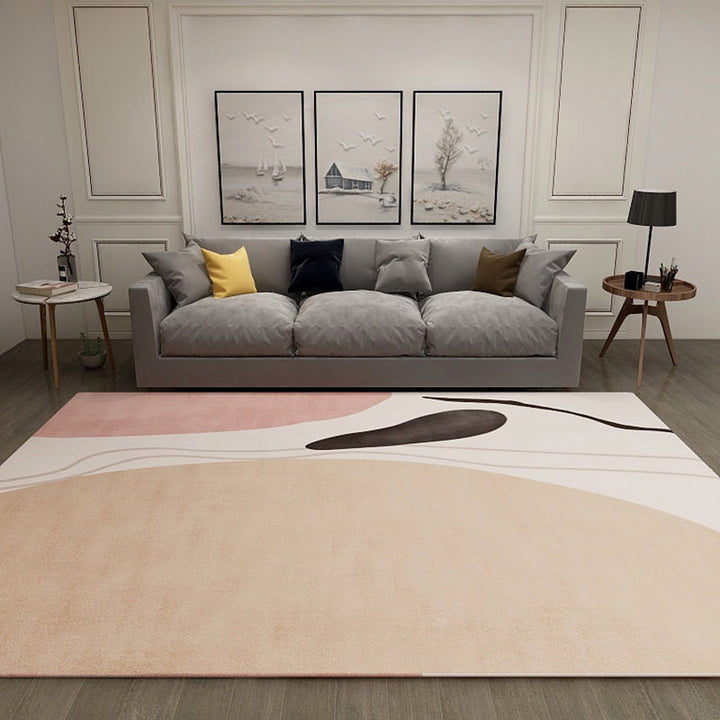 BowLift | Scandinavian New Arrivals Rug in Ivory Color Block Stripes Print Rug Polyester Washable Rug for the Living Room