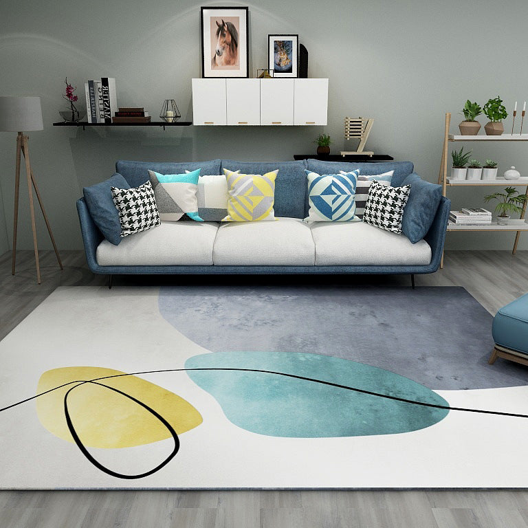 BowLift | Ivory Novelty Rug Polyester Colorblock Line Pattern Rug Washable Rug for bedroom
