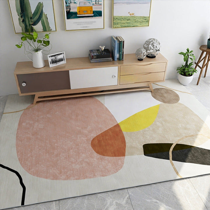 BowLift | Modern Color Block Stripe Print Carpet in IVORY Novelty Carpet Polyester Washable Area Carpet for Living Room