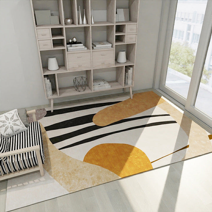 BowLift | Modern Color Block Stripe Print Carpet in IVORY Novelty Carpet Polyester Washable Area Carpet for Living Room