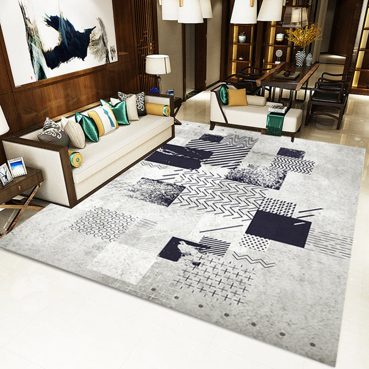 BowLift | Novelty Bedroom Rug in Gray Geometric Square Chevron Print Rug Polyester Washable Area Rug